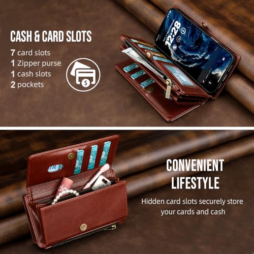 QIXIU Wallet Case for iPhone 17 Pro Crossbody Flip Cover Brown by QIXIU - Used condition - Image 8