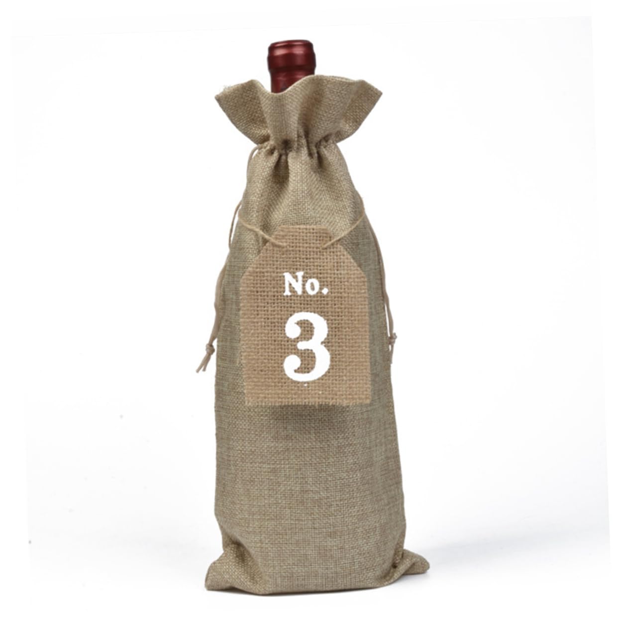 Étiquette numérotée et sac à vin en jute lot de 20 pièces