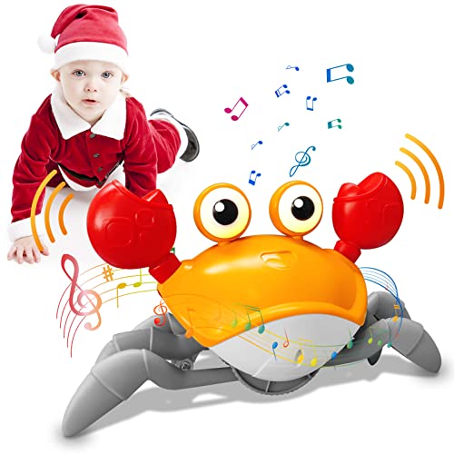 Image of ACOUCB Crawling Crab Baby Toy, Tummy Time Baby Toys, Fun Walking Dancing Sensory Escape Crawling Crab with Light Up Music, Birthday Gift for Toddler Boys Girls 0-6 6-12 1-3 4+