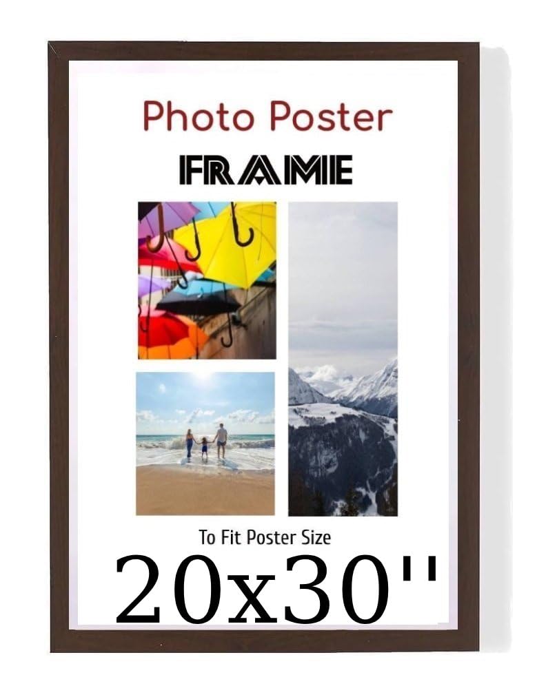 Home Plus Store Ltd Mahogany 20 X 30 Inch Poster Frames - Large Mdf Wooden Frames 20X30 Inch - Both Ways Wall Hanging Wall Gallery Living Room Photo Picture Frame With Styrene Shatterproof Perspex Sheet