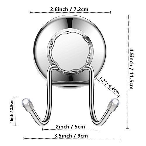 Ipegtop Strong Suction Cup Hooks Damage Free Stainless Steel Hook For Towel, Robe, Loofah, Bags, Coat, Kitchen Tools And Bathroom Accessories, 2 Pack #TOP5