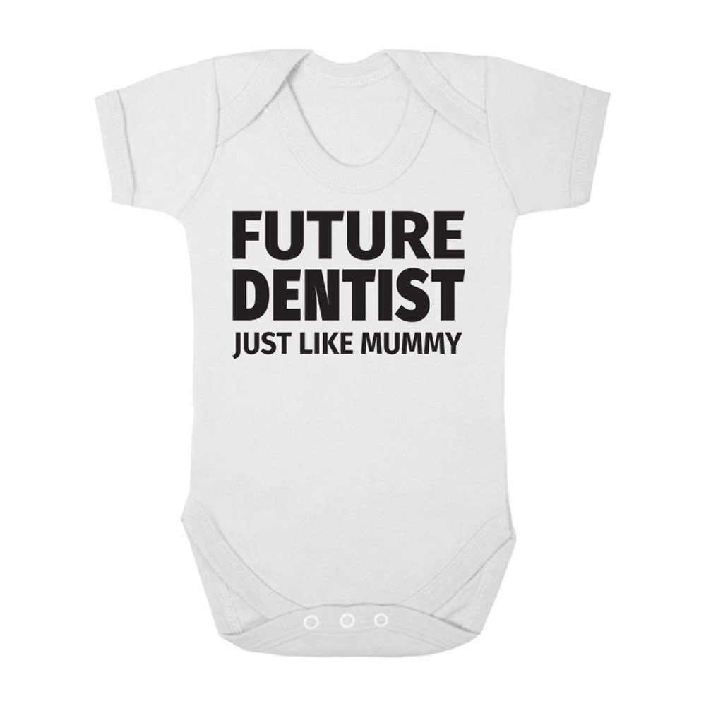 Shopagift Boys White Future Dentist Just Like Mummy Cute And Girls Baby Vest Bodysuit (6-9 Months, )