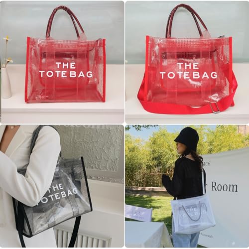 Image of Clear Tote Bag Stadium Events Large Clear Purse for Women Transparent Crossbody Bag for Concert,Work,Beach,Sport