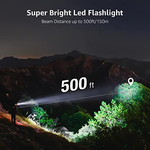 Lepro Latarka LED, wyjątkowo jasne mini latarki LE2050 z klipsem, latarka kempingowa na baterie z możliwością powiększania, z 5 trybami, wodoodporna latarka do użytku na zewnątrz, pieszych wędrówek, sytuacji
