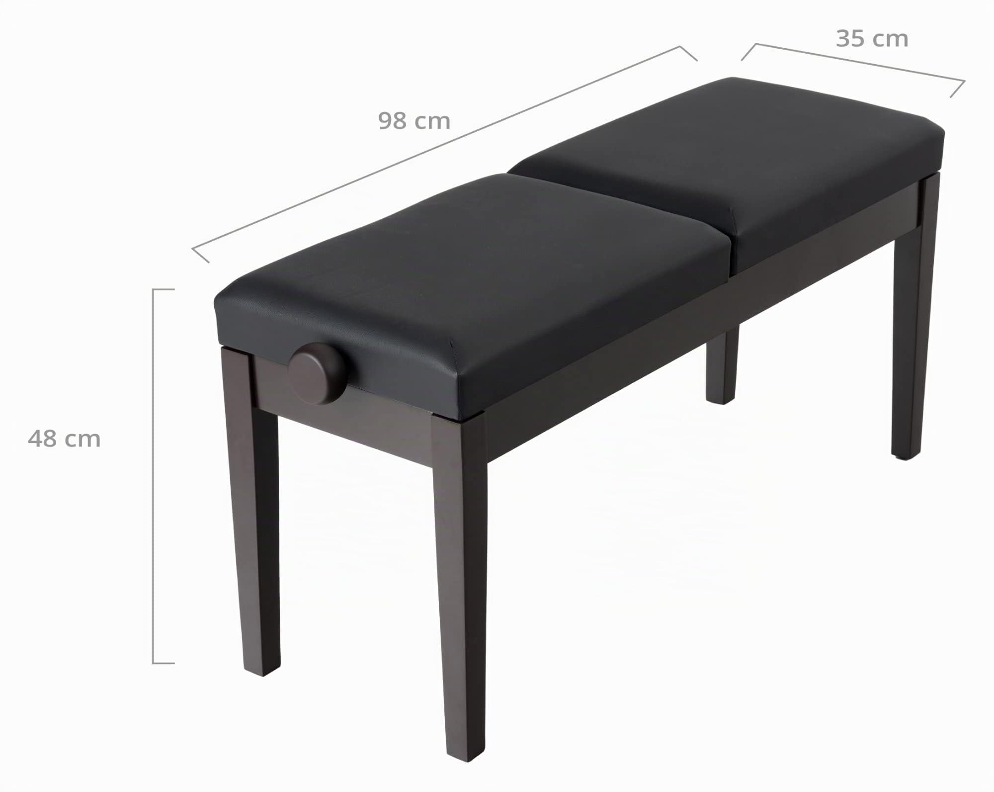Classic Cantabile Doppelsitzer Pianobank - Für Zwei Personen - Polster aus Kunstleder - Sitzflächen unabhängig höhenverstellbar - 2-fache Kreuz-Mechanik- Massive Holzkonstruktion - Rosenholz Matt