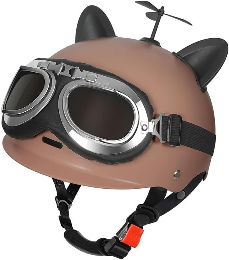 Casque moto oreilles de chat avec boucle rapide pour chopper et quad