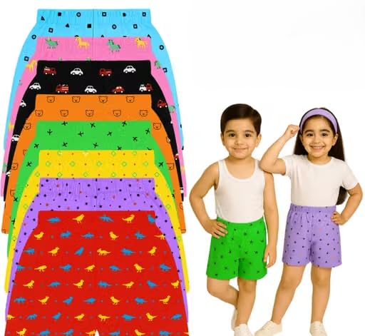 Image of Kids Flawsome Elegant Combo & Print Shorts,Pack of 8-|Multicolour