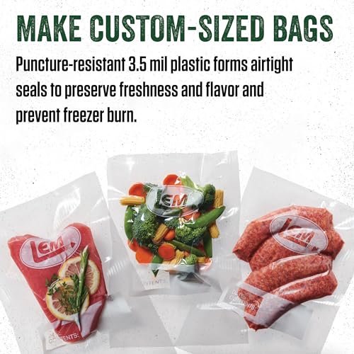 Image of LEM Products MaxVac Vacuum Sealer Bag Roll, 14 inch x 20', 2 Count | Make Custom Sized Bags for Food Storage, Puncture Resistant, Compatible with Major Vacuum Sealer Brands