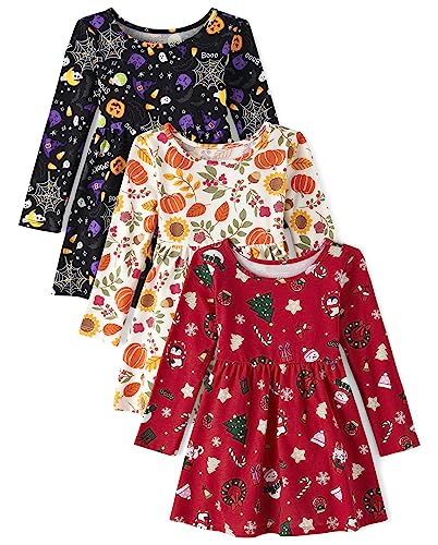 The Children's Place Baby Toddler Girls Long Sleeve Fashion Skater Dresses