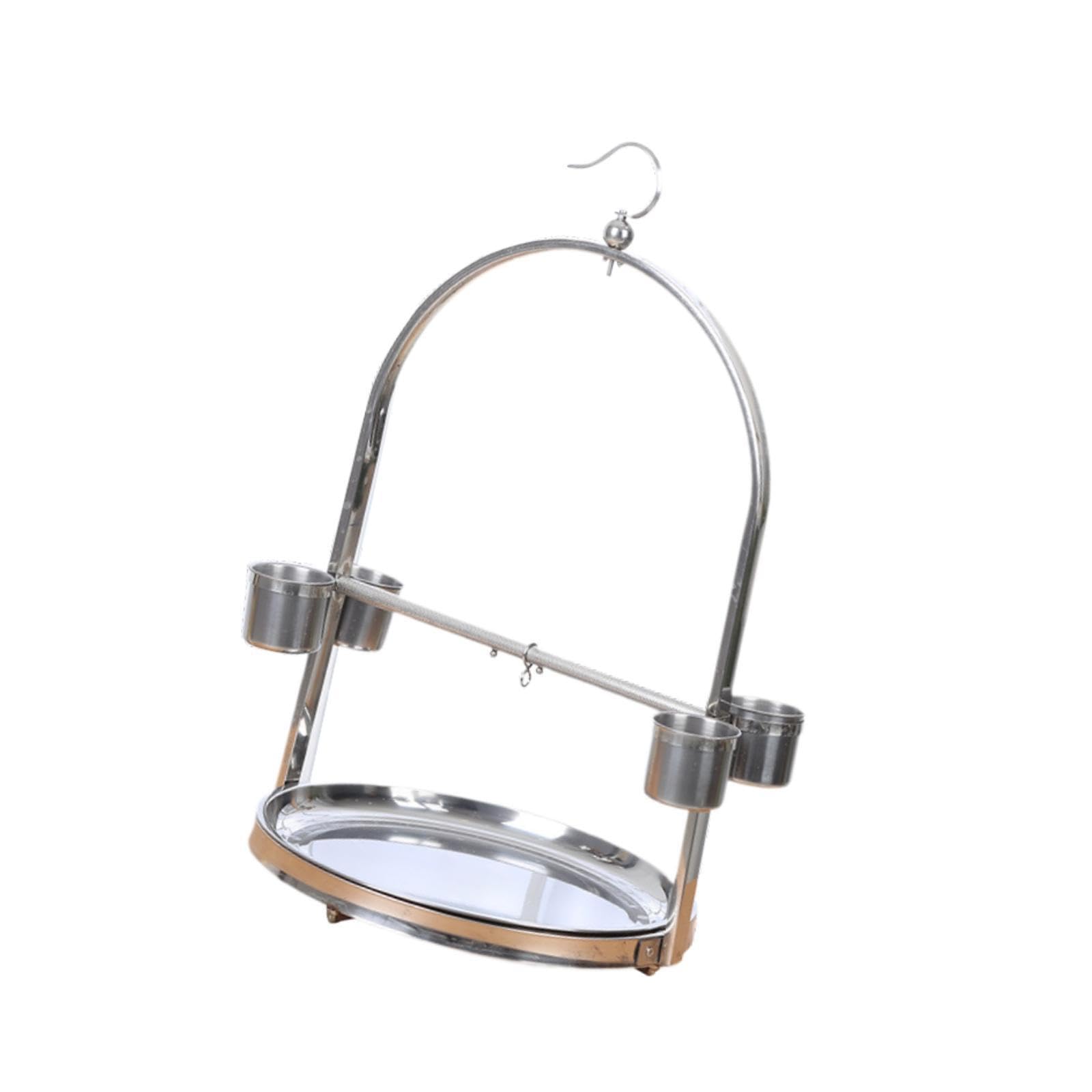 El Soporte de Juego de Percha para pájaros de Acero Inoxidable CREA un lúdico y Proporciona un Amplio Espacio para Las Aves Mascotas. Fácil, Plata, 36x60 centímetros