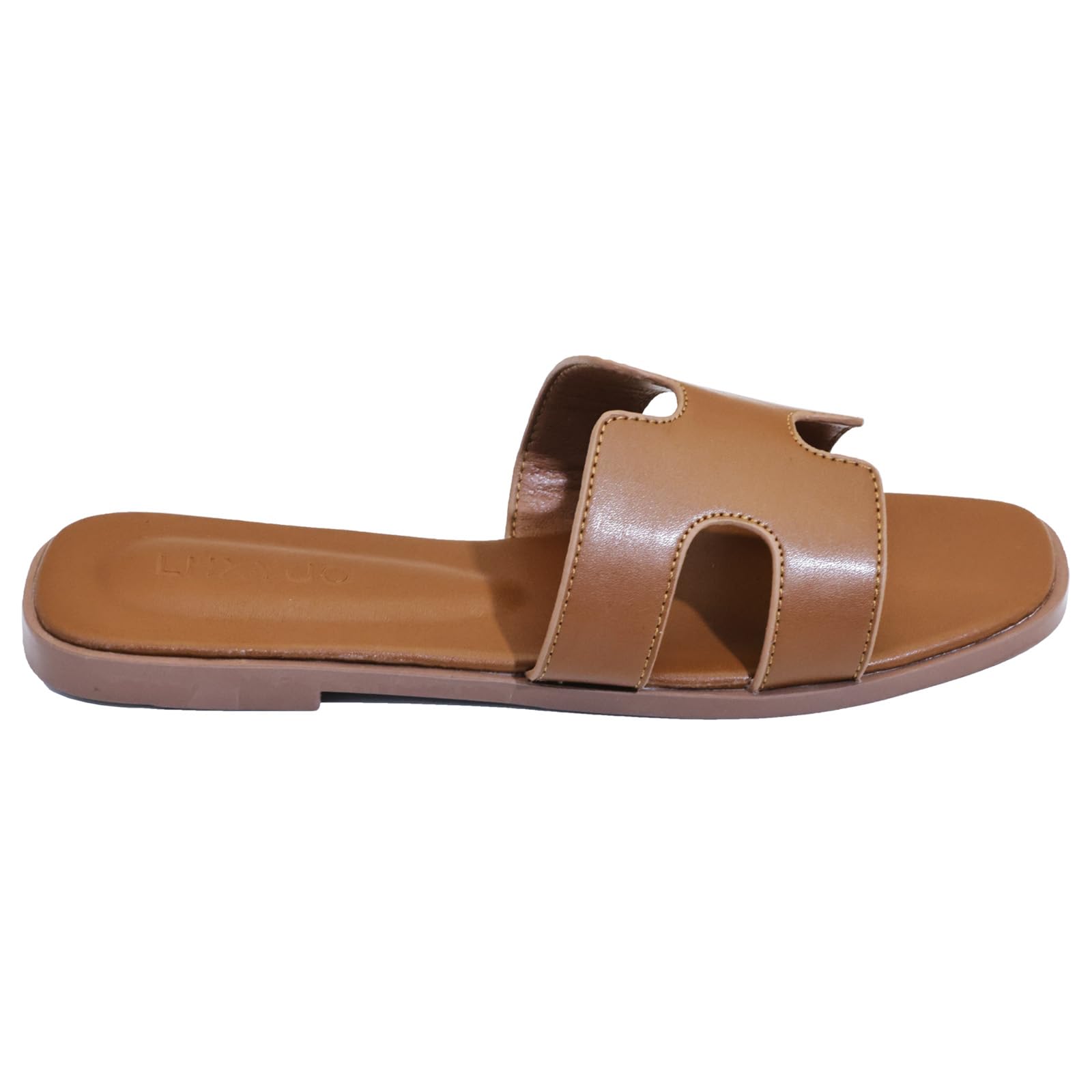 Sandali piatti da donna, pantofole da donna in pelle, comode scarpe piatte eleganti eleganti ciabatte estive autunno carino punta aperta casual