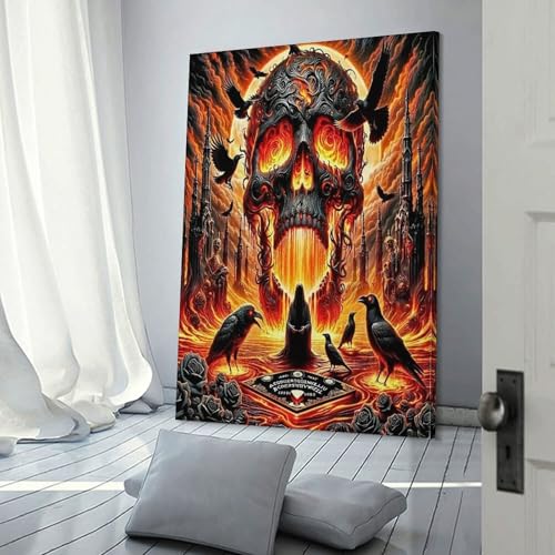Crâne Murale Halloween décoration salon en toile 50x75cm