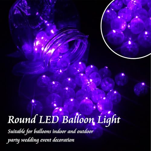 Image of 200pcs Balloon Lights Warm White Mini LED Lights Round Long Standby Time Multicolor Ball Lamps Paper Lantern for Easter Birthday Party Christmas Halloween Decoration Purple