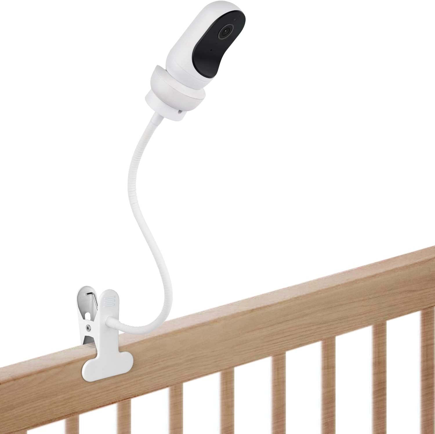 Clamp Mount for Owlet Cam and Owlet Cam 2, Flexible Baby Monitor Holder Crib Mount Without Tools or Wall Damage - White