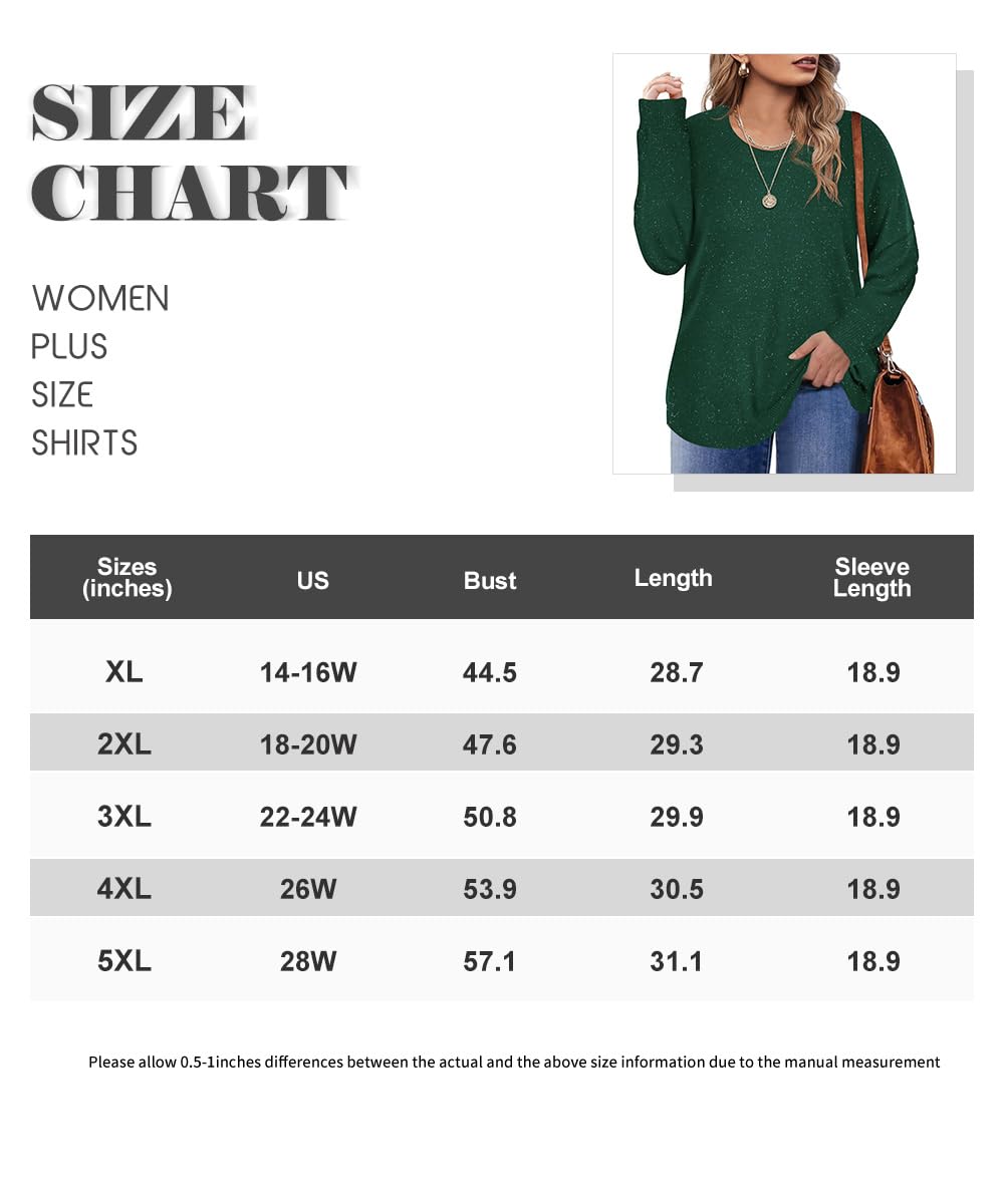 RITERA Top taglie forti da donna maglioni a maniche lunghe glitterati morbidi pullover a maglia girocollo autunno inverno maglione top XL-5XL