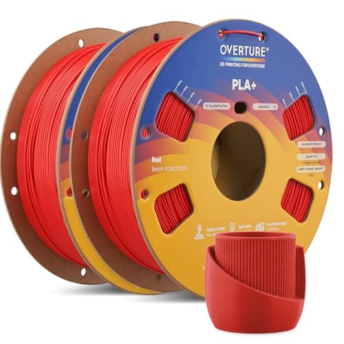 Filament PLA+ rouge 1.75mm OVERTURE haute ténacité lot de 2 bobines de 1 kg
