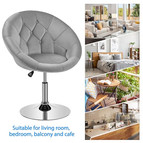 image for Yaheetech Living Room Vanity Chair Swivel Makeup Chair Velvet Round Tu