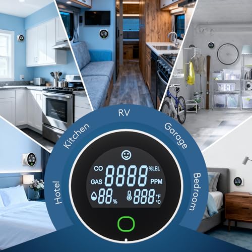Image of 4 in 1 Carbon Monoxide Detectors Plug in, Natural Gas Leak & Carbon Monoxide Detectors, Dual Alarms and HD Screen Display with CO /Gas /Temperature /Humidity for Home /Travel /RV