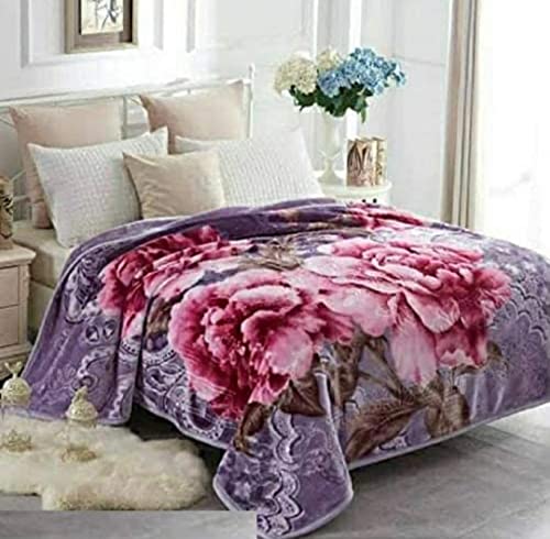 Bezzilish Home Cloudy Super Soft Fabric Floral Printed Mink Heavy Duty Luxury Ultra 2 Ply Single Bed Blanket for Heavy Winters with English Colors & Stylish Bag Packing (Pack of 1)