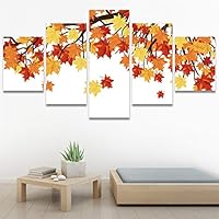 SIGNWIN 5 Panel Canvas Wall Art Modern Art Decorative Elements Fun Illustrations Leaves Multicolor Patterns for Home Decorations Ready to Hang - 60