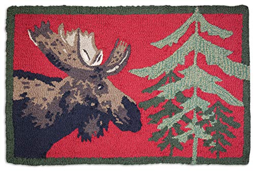 Chandler 4 Corners Artist-Designed Moose Pine Hand-Hooked Wool Accent Rug