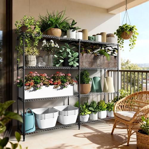 Image of M MZG 4 Tiers Storage Shelves Load 1200LBS, Metal Shelving Wire Metal Shelving Unit Shelves for Storage Adjustable Garage Shelving for Pantry Kitchen Garage Black 15.8 inch D x 33.5 inch W x 59.5 inch H