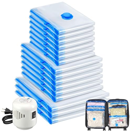 HATISAN Vacuum Storage Bags with Electric Pump (3 sizes) – 16 pack.