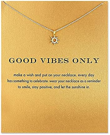 Friendship Gold Sun Compass Necklace Good Luck Elephant Pendant Chain Necklace with Message Card Gift Card