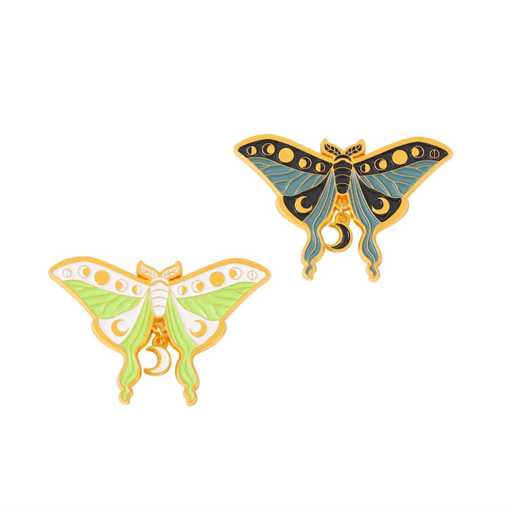 AOTEMANSun and Moon Butterfly Shape Brooch Moth Butterfly Enamel Pin Insect Girl Pin Backpack Cool Lapel Pin Steampunk Badge Aesthetic Vintage Enamel Pin for Hat Jacket, Metal
