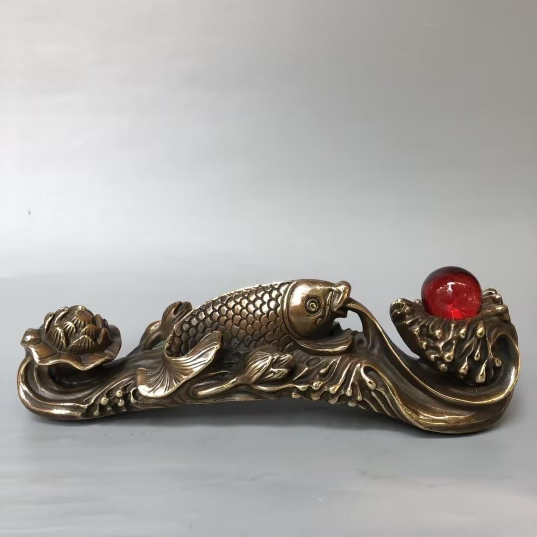 Dytartzx Feng Shui Fish Statue Copper Metal Big carp Auspicious Home Office Decoration
