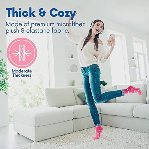 Debra Weitzner Fuzzy Socks for Women Non-Slip Warm Cozy Socks Fluffy Fleece Slipper Socks With Grips 5/6 Pairs4