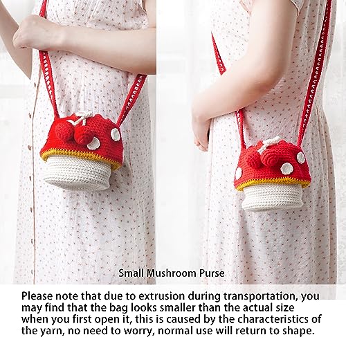 Mushroom Purse Crossbody Crochet Bags for Women Knitted Mushroom Bag Cottagecore Purse Small2