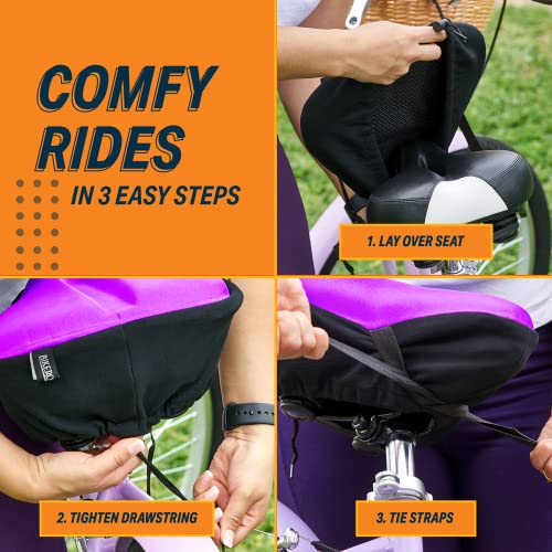 Bikeroo Large Bike Seat Cushion - Wide Gel Soft Pad Most Comfortable Exercise Bicycle Saddle Cover For Women And Men - Fits Spin And Stationary Bikes #TOP4