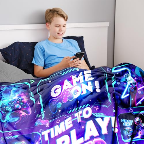 Gaming Blanket for Boys Girls, Gamer Blanket Gamer Gift for Men Women, Soft Game Blanket for Gamer Room Decor - Image 3