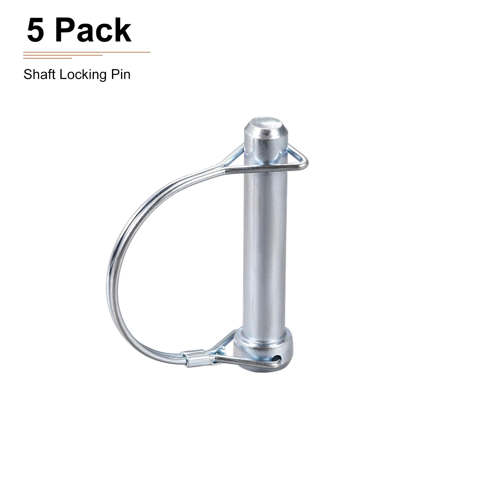 DTGN Pasador de Bloqueo de Eje de 12 mm x 65 mm (DxL) - Paquete de 5 - Pasador de Acoplador de Remolque Redondo de Acero al Carbono - Tono Plateado