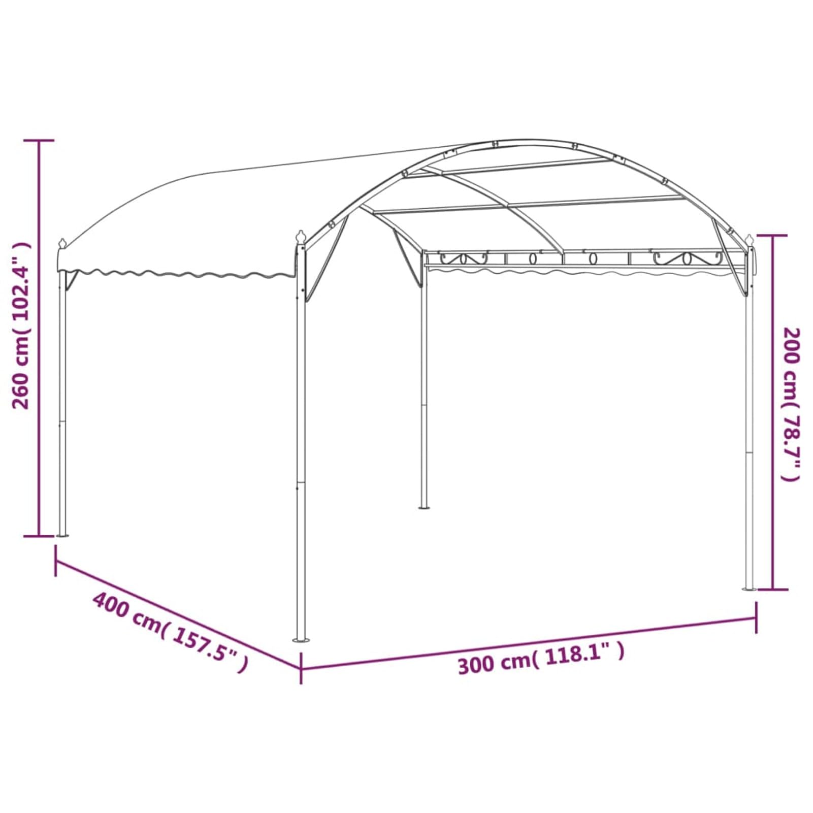 Gazebo in Tessuto Crema,Gazebo,Impermeabile,Anti UV,Gazebo da Giardino,Gazebo Esterno(SPU:48029)
