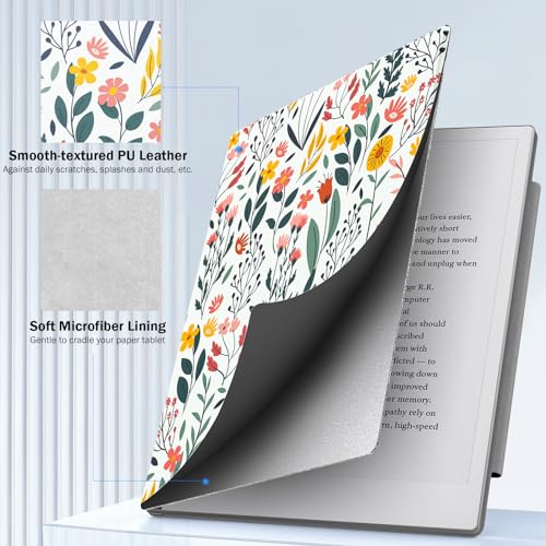 Image of MoKo Case for Remarkable 2 Tablet 10.3 inch with Pen Holder, Flowers | Ultra-Thin, Back Magnetic Design, Smart Folio Cover