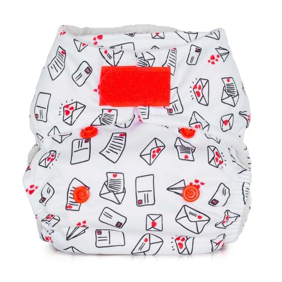 Reusable Washable Nappies Newborn and One Size Pocket Cloth Diaper 5-35lbs Each Nappy with 2 Bamboo Inserts Boosters, Adjustable Popper Closure Hook Loop, Premature (Love Letters, Newborn 5-18lbs)