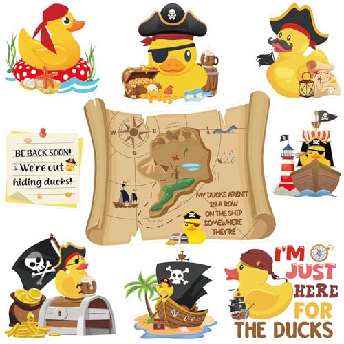 Image of Dazoratix Duck Cruise Door Magnets - 8 Pcs Pirate Rubber Ducks Large Ship Cabin Decorations Magnetic Funny Stickers Stateroom Accessories for Carnival Party Summer Decor Refrigerator Car Locker Decals