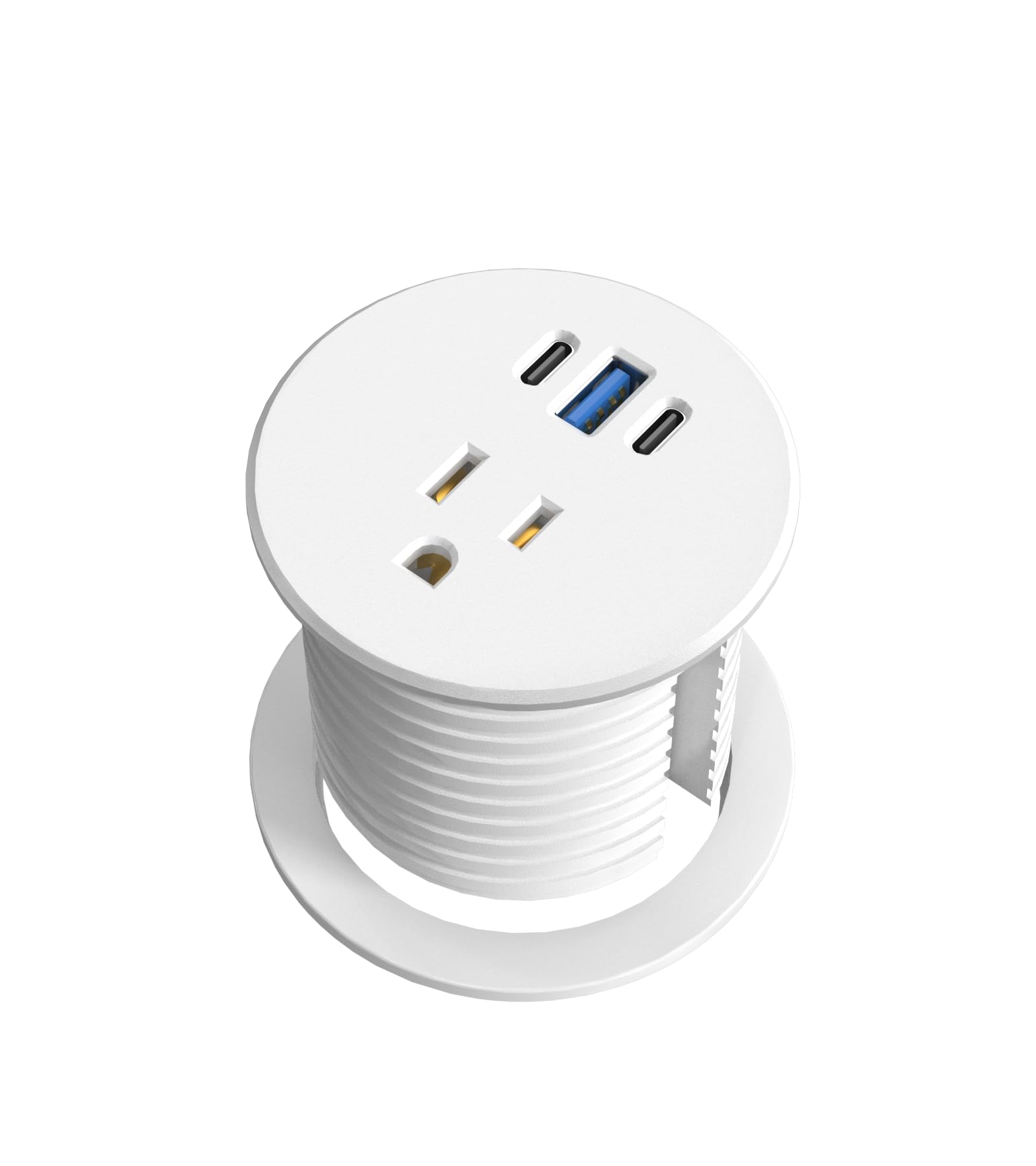 Desk Grommet Power Outlet, 2.5 inch Desktop Recessed Outlet with 20W Fast Charging USB-C Port, Flush Mount Outlet for Conference Rooms, Office Tables,