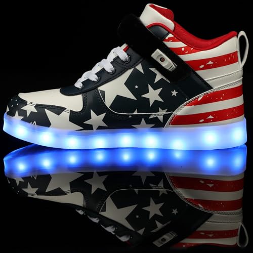 Image of SANYES LED Light Up Shoes for Men Women, USB Rechargeable High Top Glowing Sneakers, Luminous Dancing Shoes