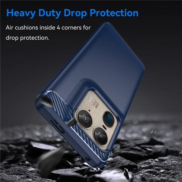 Image of NPRC Hybrid Ultra Slim Protective Case TPU Non-Slip Carbon Fiber Texture Shockproof Case Cover for Moto Edge 50 Ultra - Blue