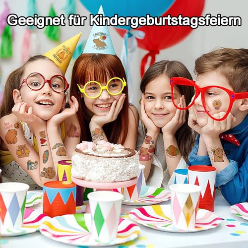 Caelura Capybara Tattoos für Kinder, 10 Blätter Kindertattoos Hautfreundlich, Klebetattoos für Schultüte Füllung Mitgebsel Kindergeburtstag Party Deko, Kinder Tattoos