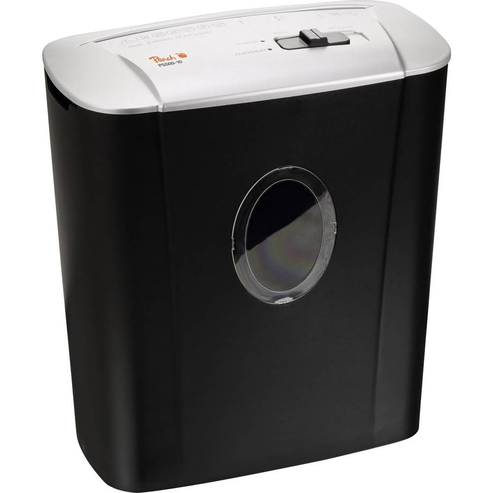 Peach PS500-10 Distruggi documenti, trita documenti| 5 fogli| 11 litri | particelle di 4 x 52 mm (P-3) | Documenti, carte di credito e graffette, taglio incrociato