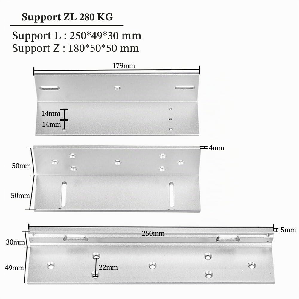 Verrou magnétique électrique étanche IP67 280 kg, serrure électromagnétique DC 12 V, contrôle d'accès, serrure de porte unique avec support ZL