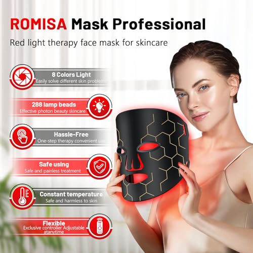 Red Light Therapy Mask for Face, 8-1 Colors Light Facial Skin Care Mask, Red Light Therapy Mask At Home, 660nm&850nm Infrared Light Therapy Device Mask With Timer Remote Control, Relife, Active - Image 4