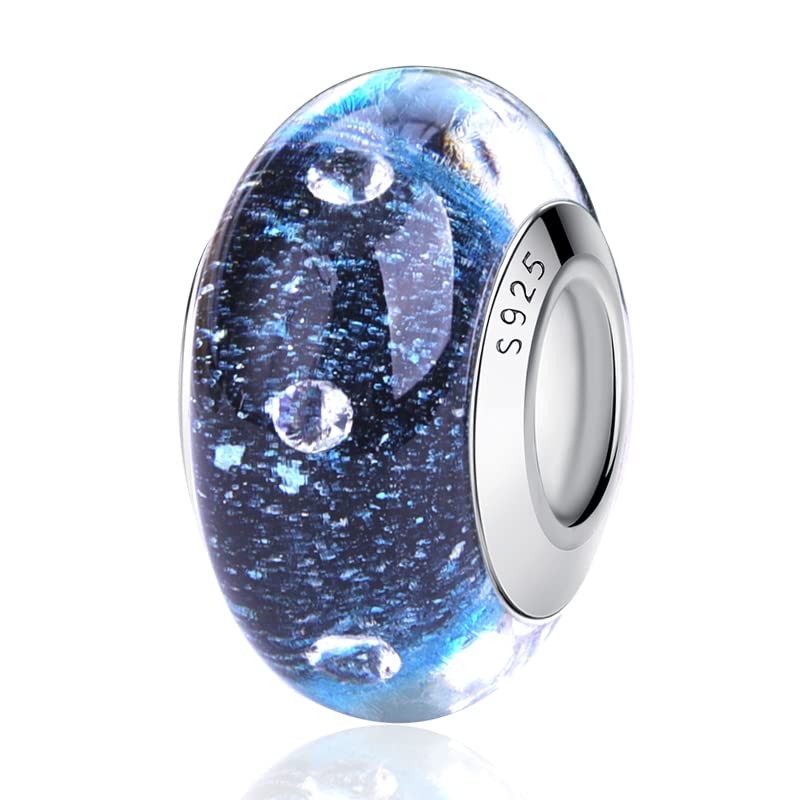 Nbsameng Charm en Cristal de Murano, Colgante Transparente para Pulsera y Cadena para Mujer, Charms de Plata 925%,Abalorio Compatible Pandora Gnoce y Trollbeads, Estrella Rota