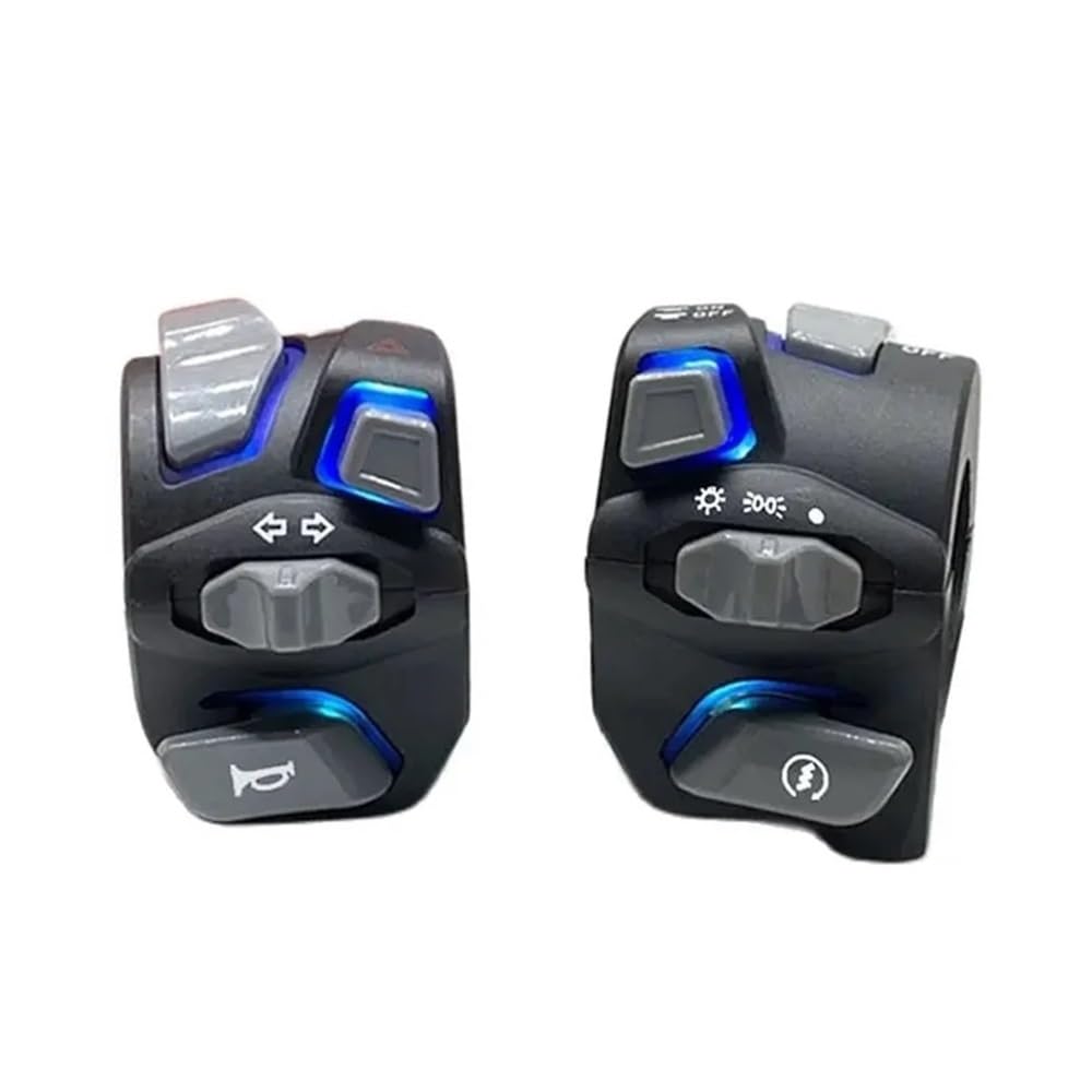 Pulsante interruttore manubri Interruttore Universale Per Manubrio Moto, Controllo Fari, Spia Avvertimento, Indicatore Direzione, Clacson, Pulsante Avviamento E Spegnimento Con LED Da 7/8'' 22 Mm