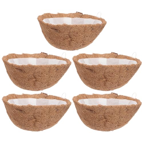 SEWACC 5 Sätze Kokosfaser Pflanzgefäß Einlagen Atmungsaktive Wasserabweisende Pflanzkübel Auskleidung Geeignet für Blumenampeln Balkon und Garten Robust und Umweltfreundlich