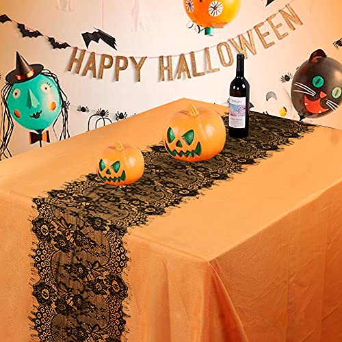 Pardecor Table Runner - 5pack 120inch Black Floral & White